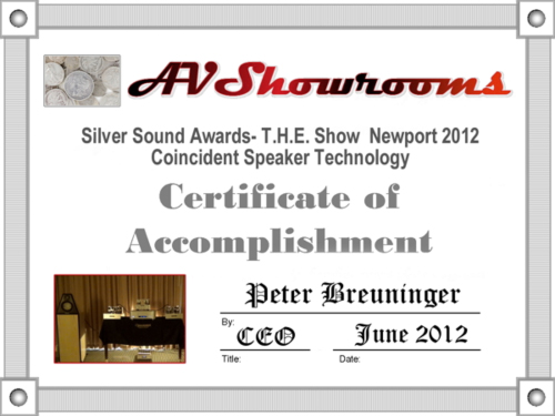 Coincident Speakers - Silver Sound Award